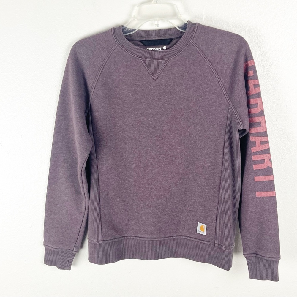 CARHARTT Blackberry Relaxed Fit Graphic Spellout Long Sleeves Sweatshirt Size XS